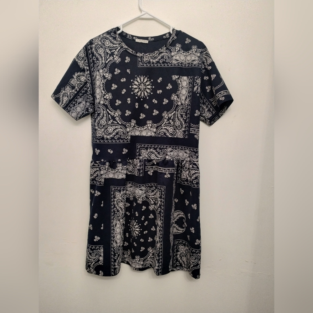 Zara Black and White Bandana Print Tee